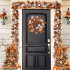 9 Ft Fall Garland with Lights & Timer, Thanksgiving Fireplace Mantel Decor - Image 5