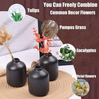 6 Pack Boho Vases, Modern Black Ceramic Bud Vases for Home Decor, Dry Flowers Centerpieces in Bulk, Mini Flower Vases for Wedding Decor - Image 3