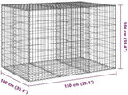 vidaXL Gabion Basket with Cover 59.1"x39.4"x39.4" Galvanized Iron - Image 3