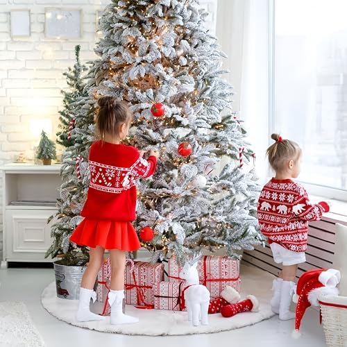 72 Inch White Christmas Tree Skirt，Faux Fur Large Tree Skirt for Christmas Tree Decorations Xmas Party Holiday - Image 3