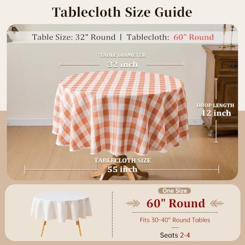 Fall Gingham Tablecloth Round 60" - Image 2