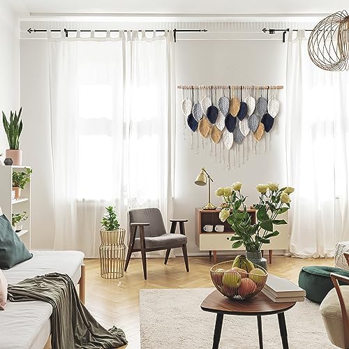 Large Macrame Wall Hanging Boho Leaf Feather Woven Tapestry 39"W x 29.5" L - Image 6