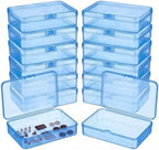 LJY 12 Blue Rectangular Plastic Boxes, 4.5 x 3.3 x 1.1 in for Craft Kits by LJY
