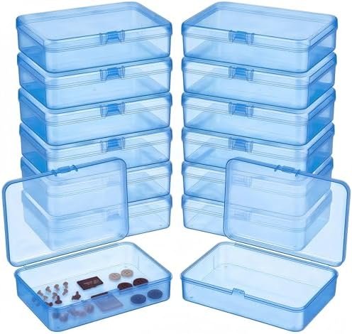 LJY 12 Blue Rectangular Plastic Boxes, 4.5 x 3.3 x 1.1 in for Craft Kits by LJY
