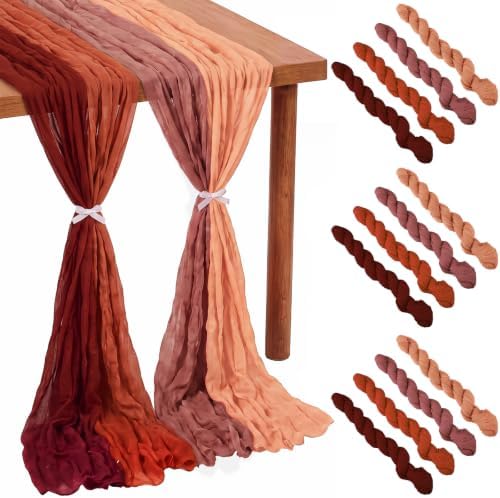 Remagr 12 Pcs Gradient Terracotta Cheesecloth Gauze Table Runners by Remagr