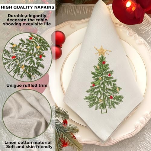 Newwiee Christmas Linen Napkin Set of 4 100% Linen Cloth 20 Inch - Image 5