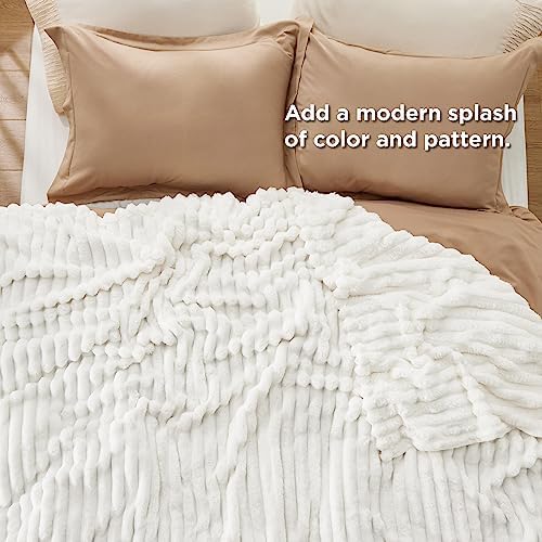 Bedsure Soft Cozy King Size Fleece Blankets for Bed Off White 108"x90" - Image 6