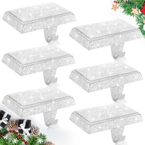 Huwena Metal Christmas Stocking Holders Shiny, Classic, White, 6 Pcs by Huwena