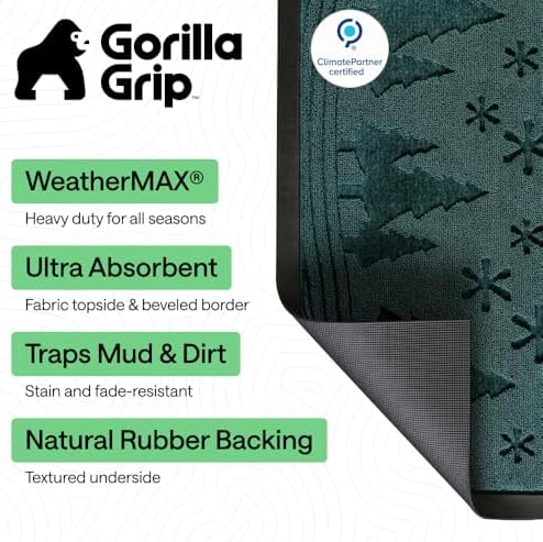 GORILLA GRIP WeatherMAX Door Mat, Indoor Outdoor, 47x35, Green Snowscape - Image 2
