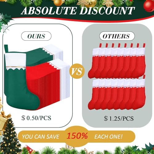 Sumind 100 Pcs Xmas Stockings,Red with White Trim, Green with White Trim - Image 7