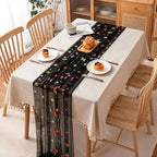 BINBE 12pcs Daisy Spring Table Runner Embroidery Gauze 10FT Florals Seasonal Tulle Holiday Birthday Kitchen Dining Table Decor for Home Party Black - Image 3