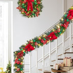 Garvee 6 Feet Christmas Garland with Lights for Mantle, Red Green - Image 6