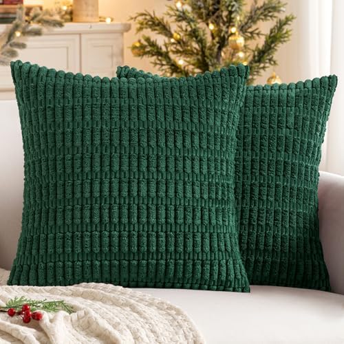 MIULEE Christmas Euro Sham Decorative Throw Pillow Covers 26x26 Dark Green Pack of 2 by MIULEE