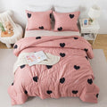 Caressma Pink Comforter Set King Size Black Heart 3pcs with Pillowcase by Caressma