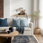 MIULEE Blue Boho Linen Decorative Pillow Covers 18x18 Inch Pack of 4 - Image 2