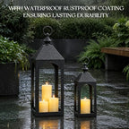17" & 11" Black Metal Outdoor Floor Lantern（No Candles Included） - Image 4
