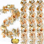 4 Pack Fall Garland Maple Leaf with Lights Fall Decor, 6Ft/Piece Fake Leaves Pumpkin Berry Vine Autumn Foliage Garland for Mantle Fireplace Halloween Thanksgiving Decorations Christmas Home Decor by Cherica