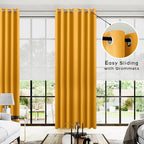 KOUFALL Yellow Curtains 96 Inches Long for Living Room Pair Set of 2 Panels Grommet Room Darkening Blackout Window Curtains for Bedroom 52 x 96 Inch Length Mustard Yellow - Image 2