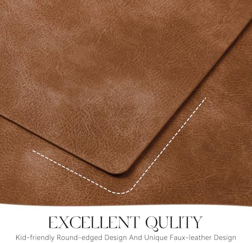 MOSAYT Vinyl Faux Leather Placemats, Set of 6, Reddish Brown - Image 5
