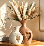 Ceramic Vase Set of 2, Heart Vases for Home Decor, Wedding Gift for Couples by ChifonCyan