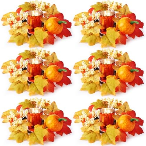 Umigy 6 Set Fall Candle Holders Glass Votive, Maple Leaf, Classic Color by Umigy