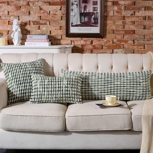 AmHoo Boho Chenille Pillow Cover Decorative Tufted Pillowcase for Couch Bed Sofa Bedroom Living Room Modern 14 x 36-Inch Sage Green - Image 5