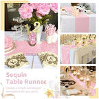 Pink Table Runners 10 Packs 12x108 Inches Glitter Table Runner Wedding Sequin Fabric for Birthday Bridal Baby Shower Engagement Party Decorations - Image 5