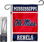 Ole Miss Garden Banner Flag with Flag Pole Stand Set by CollegeFlagsandBannersCompany