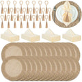 Gejoy 72 Pcs Burlap Placemat Wood Napkin Ring Dinner Napkin, Natural by Gejoy