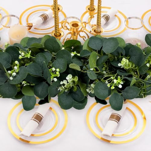 Eucalyptus Garland, 6Pcs 6FT Green Flower Garland Decor, Spring Summer Artificial Faux Eucalyptus Leaves Greenery Vines for Table Runner Wedding Arches Mantle Centerpieces Backdrop Decorations - Image 3