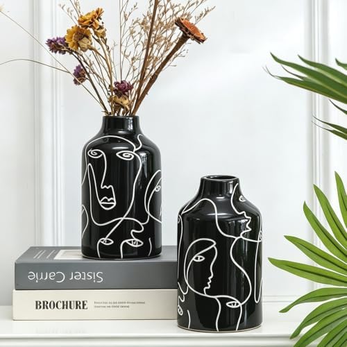 Kimdio Ceramic Vase Set, Black, 2pcs - Image 2