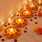 LemonRoad 7pcs Diwali Rangoli Mats, Reusable 6" LED Tealight Diya Holders - Image 4