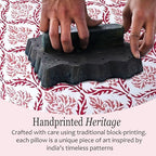 CPC Blush Rose Hand Block Print 100% Cotton Ruffle Throw Pillow Cover 24x24 inch with Hidden Zipper Decorative for Couch, Bed, Sofa, Farmhouse, Cottagecore Decor Gift Christmas Fall Thanksgiving - Image 5