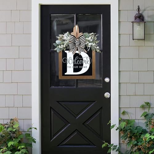 16'' Personalized Last Name Welcome Sign, Door Wreaths for Front Door Outside, Spring Wreath for Front Door Decor, Farmhouse New Home Gifts for Home (D) - Image 2