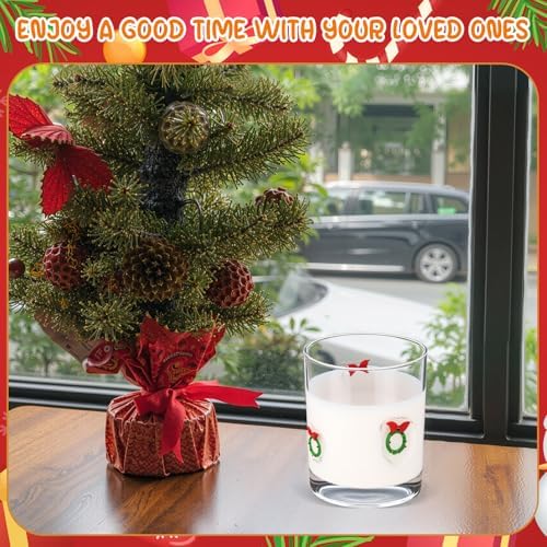 Skylety 2 Pcs Christmas Icon Juice Glasses Xmas Drinking Cups Old Fashioned Stemless Wine Glasses 13.5 oz Whiskey Cocktail Coffee Mugs for Christmas Party Gift Decor - Image 6