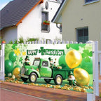 13x6 ft St. Patrick’s Day Truck Garage Door Banner - Green Truck with Shamrocks & “Happy St. Patrick‘s Day” Backdrop, Hanging Holiday Decor for March 17th Irish Party Outdoor Wall Sign - Image 7