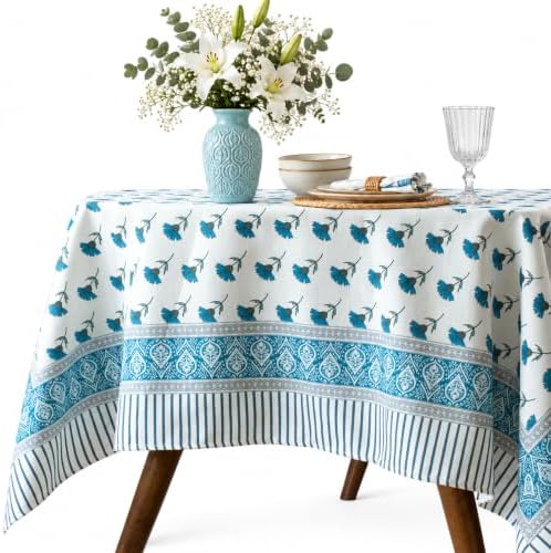 Vintage Floral Rectangle Tablecloth 60x120 Inch Blue Meadow - Image 2