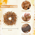 24 Inch Fall Wreath for Front Door, Artificial Eucalyptus Porch Decor - Image 2