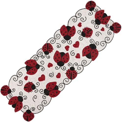 Beaded Table Runner 13 x 36 Inch - Handmade Glass Bead Decorative Runner for Dining Table, Coffee Table, Farmhouse, Wedding, Holiday & Everyday Centerpiece Decor, Garnet Black by ALPHALivingHOME