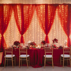 30x10ft Red Tulle Backdrop Curtain with Lights String for Parites, Sheer Backdrop Curtains for Wedding Baby Shower Birthday Party Photo Shoot Decorations - Image 3