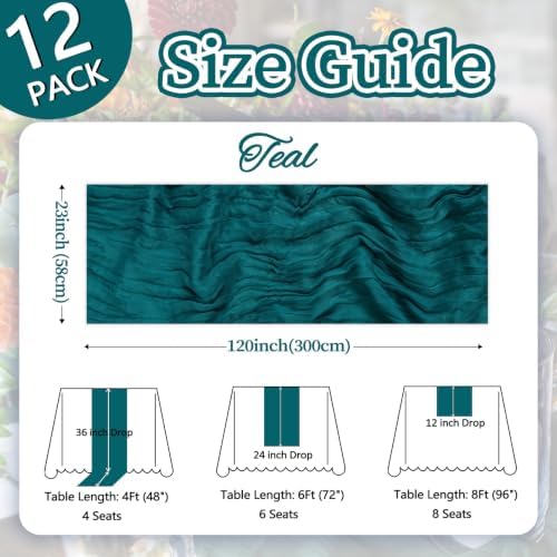 12 Pack Teal Cheesecloth Table Runner 23 x 120 Inch 10Ft - Image 2