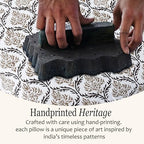 CPC Sandstone Regal Hand Block Print 100% Cotton Ruffle Throw Pillow Cover 18x18 inch with Hidden Zipper Decorative for Couch, Bed, Sofa, Farmhouse, Cottagecore Decor Gift Christmas Fall Thanksgiving - Image 3
