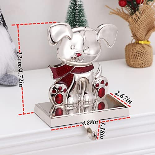 2Set Dog Stocking Holder Cat Heavy Weighted Xmas Stocking Hanger for Mantel Christmas Stocking Holder for Fireplace Mantle Heavy Stocking Hooks for Mantle (Dog,2) - Image 3