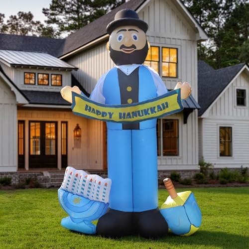 6FT Hanukkah Inflatable Decorations Menorah and Dreidel, Happy Hanukkah Blow up Decorations, Built-in LEDs for Chanukah Decor Front Garden Lawn Yard Patio Outdoor - Image 3