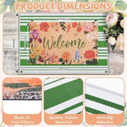 2 Pcs Floral Welcome Doormat Set, Front Door Mat with Non Slip Rubber Backing, Spring Outdoor Entryway Porch Mat Decor Farmhouse Floral Welcome Mat Set for Seasonal Home Indoor Decor - Image 3