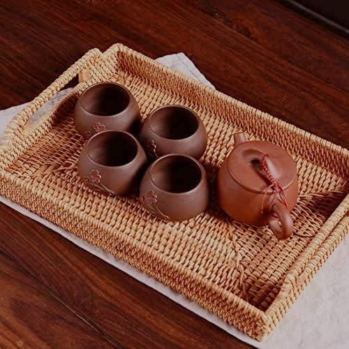 YANGQIHOME 17" Handwoven Rattan Serving Tray with Handles – Rectangular Wicker Tray for Coffee Table, Breakfast, Drinks, Fruit, Snacks, Ottoman & Kitchen Counter Decor,(Rectangular XL) - Image 6