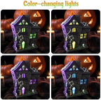 Sheaifun Halloween Village Houses Haunted House Figurine Indoor Resin Colorful Lights Spooky Halloween Houses Table Decor Scary Gothic Party Decorations and Mantel Decor 8x4.25x9.5 Inch - Image 5
