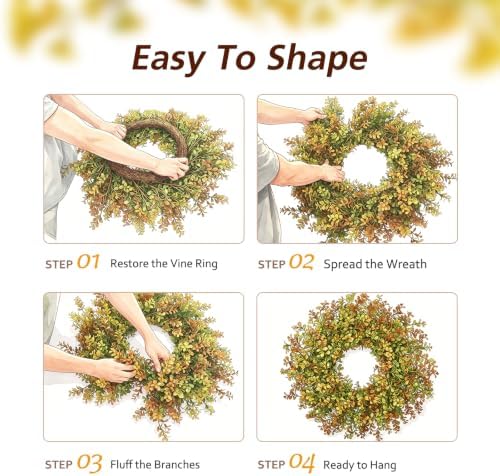 26" Fall Boxwood Wreath for Front Door - Thanksgiving Outdoor Home Decor - Image 6