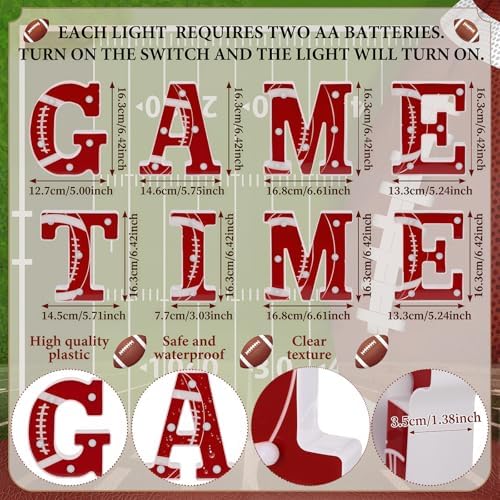 Honoson 8 Pcs Football Party Decorations Game Time LED Lights Sign - Image 2