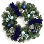 Garvee 18in Christmas Wreaths for Front Door with 15 LED Lights Blue Silver - Image 2